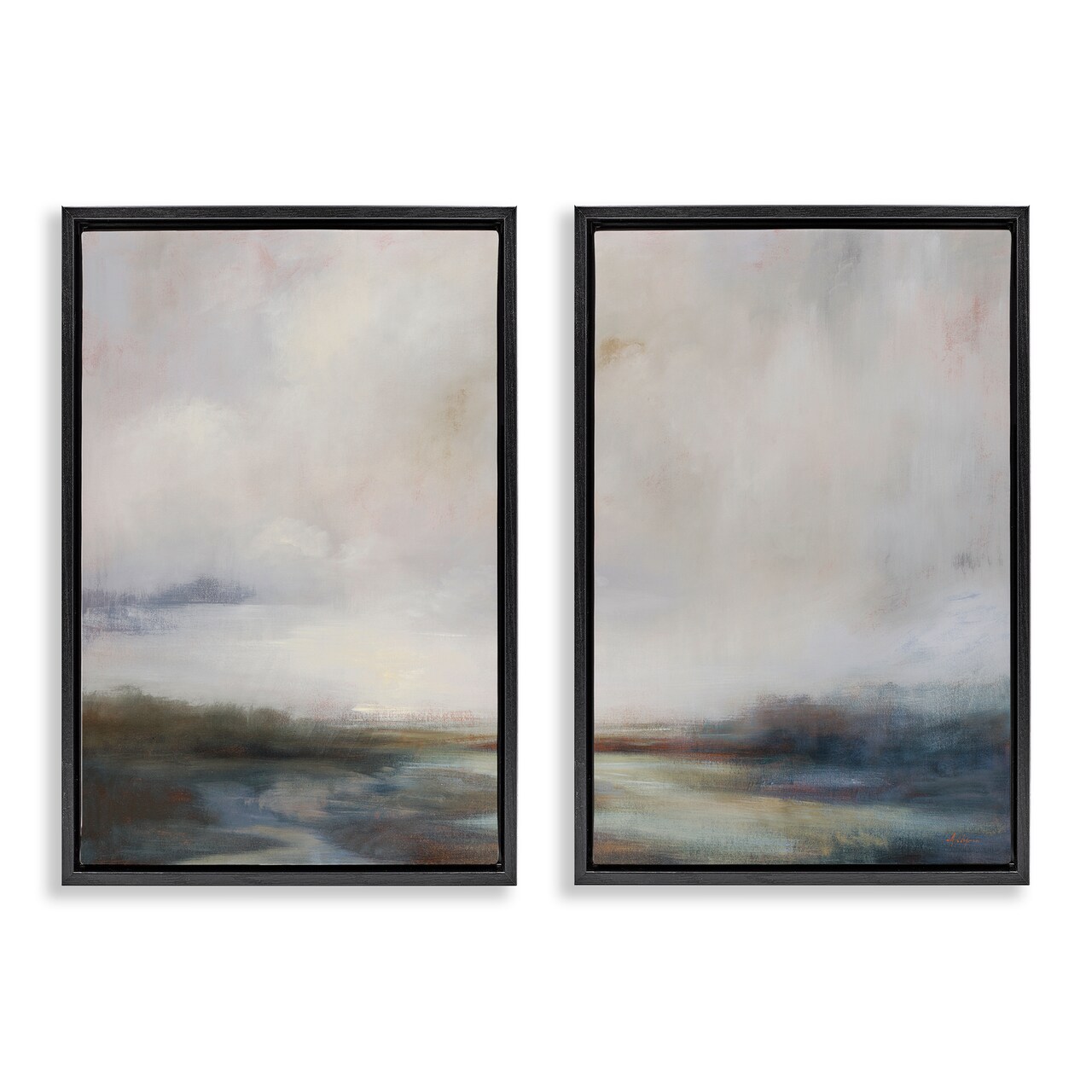 Stupell Industries Moody Clouds Landscape 2 pc Framed Floater Canvas Wall Art Set Design by Simon Addyman